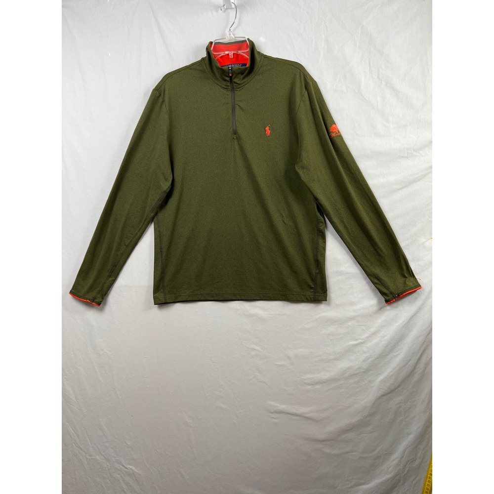 Polo Golf Ralph Lauren Pullover Mens Medium Green 1/4 Zip Woodland Performance